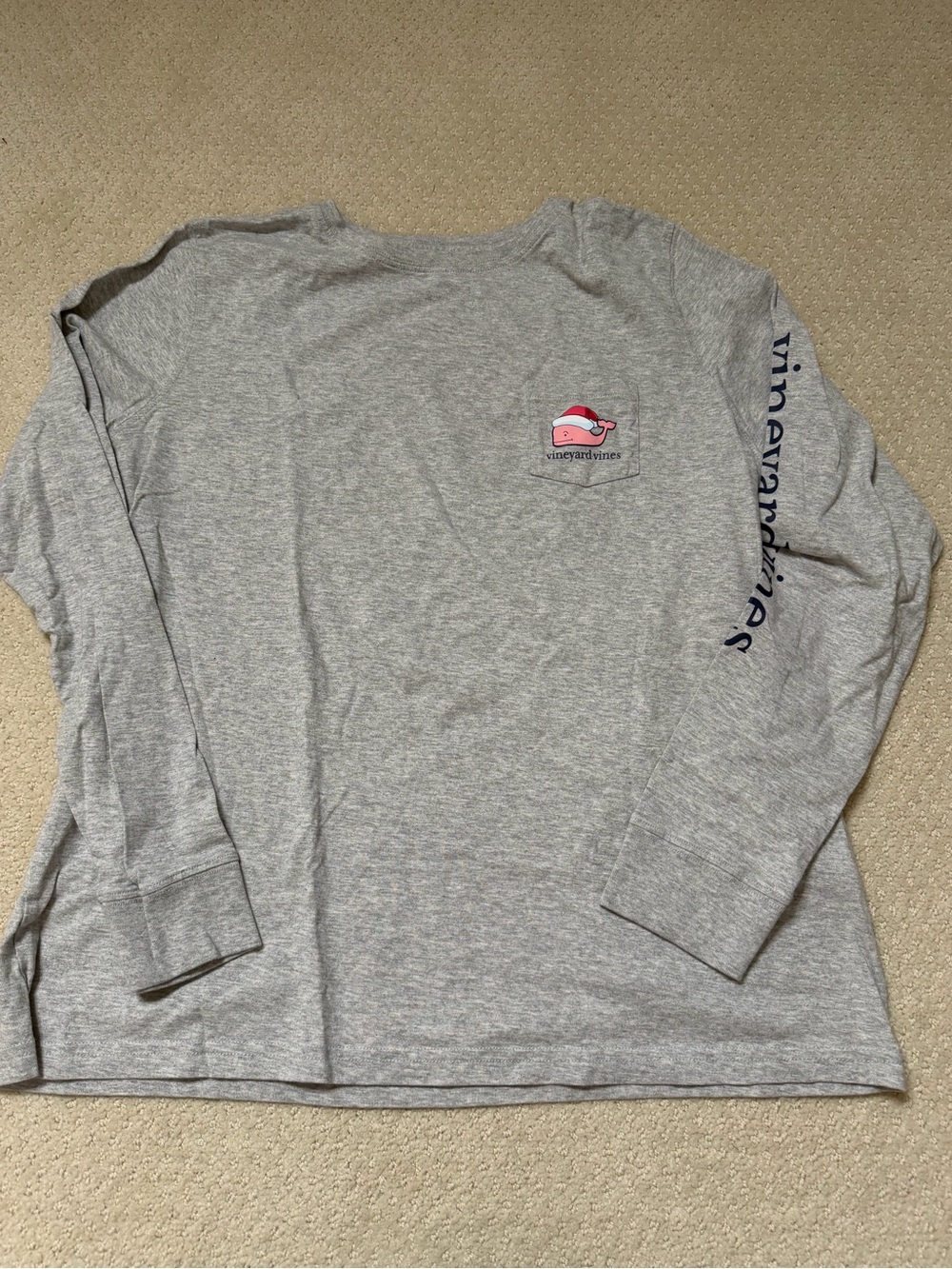 Vineyard Vines Women's Long-Sleeve Tee - Heather Gray with Pink Whale